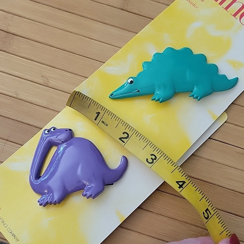 NWT Vintage Dinosaur Barrette Lot Wilhold Retro 80's 90's Rad Kawaii Hair Clips